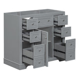 36" Bathroom Vanity without Sink, Cabinet Base Only, One Cabinet and Six Drawers, Grey WF306253AAE