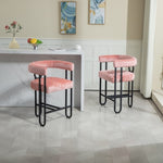 ZUN House Hold Bar Set of 1, Modern Bar Stool with Back, Black Metal Frames, Upholstered Bar W1588P207637