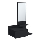 ZUN Vienna 23.6" Wide 3-Tier Shelf Floating Mirror Console Table, Full Extension Drawer Black B070P242499