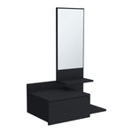 ZUN Vienna 23.6" Wide 3-Tier Shelf Floating Mirror Console Table, Full Extension Drawer Black B200P240256