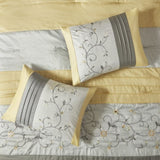 Embroidered 7 Piece Comforter Set Yellow Queen B03596980