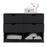 ZUN Basilea 4 Drawers Double Dresser with 2 pull down Cabinets Black B070P214577