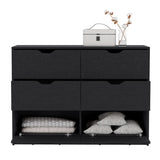 ZUN Basilea 4 Drawers Double Dresser with 2 pull down Cabinets Black B070P214577