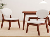 1 Table 2 Chairs 1 Bench Dining Set, Rubber Wood Frame with Beige Upholstered Seats, Deep Walnut 24362800