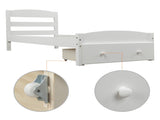 Platform Twin Bed Frame with Storage Drawer and Wood Slat Support No Box Spring Needed, White WF191655AAK