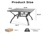 5Piece Outdoor Patio Dining Set, 4 Metal Chairs , 37.8" Square WoodGrain Metal 31405982