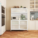 Kitchen Pantry Cabinet, Tall Storage Cabinet with Glass Doors & Adjustable Shelves, Cabinet Cupboard T2398P272122