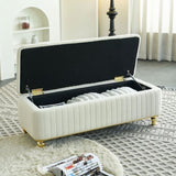 47.24''W Storage Ottoman,Upholstered Velvet Fabric Storage Ottoman with Safety Hinge, gold W579P224702