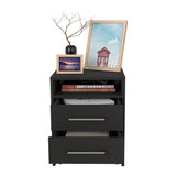 Eter Nightstand , End Table, Side Table Superior Top, Two Drawers -Black B20091863