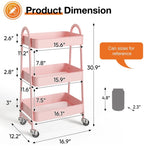 ZUN 3 Tier Small Rolling Cart, Metal Utility Storage Organizer Kitchen Trolley Bathroom Laundry Room Bar 55705486