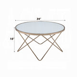 1pc Coffee Table Champagne Finish Frame Round Frosted Glass Top Mid-Century Modern Design Living B2741P332646