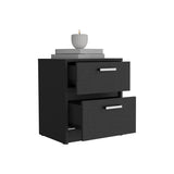 Trivor 2 Drawers Nightstand , End Table, Side Table Metal Handles -Black B20092122