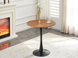 Round Dining Table, 31.5" Circle Tulip Table with Thickened Tabletop & Metal Pedestal, Mid Century W2920P518747