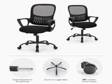 Desk Chair with Ergonomic Lumbar Support for Home, Office, Bedroom, 250lbs, Black 89684639