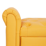Orange, Multifunctional Storage Sofa Stool with Pu Leather Armrests 38764058