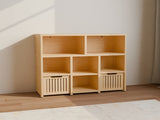 Bamboo 8 Cube Book Shelf,Kids Bookshelf with 2 Drawers ,Modern Open Storage Organizer,Display W2207P504620