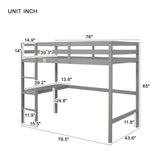 ZUN Twin Loft Pine Wood Bed with built-in desk, Safety Guardrails, Ladder,Grey 21086024