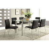 Black Color Leatherette 2pcs Dining Chairs Chrome Metal Legs Dining Room Side Chairs B011136662