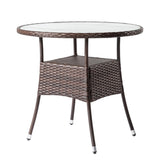 31.5" Patio Table for 4-Person, Outdoor Patio Wicker Round Table, All-Weather Rattan Bistro 50420156