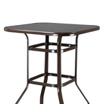 ZUN Wrought Iron Glass High Bar Table Patio Bar Table Brown 75817084