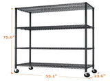 Heavy Duty Shelves 55.12" W Wire Shelving Unit with Wheels 2500LBS NSF Metal Shelves for 57263516