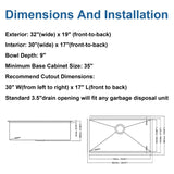 33 Undermount Workstation Sink-33 x 19 Inch Undermount Stainless Steel Kitchen Sink 18 Gauge, W1386P310820