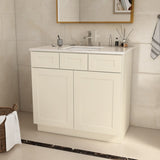36"in. W x 21"in. D x 34.5"in. H in Antique White Plywood Ready to Assemble Floor Vanity Sink Base T3210P297529