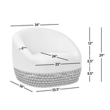 Willow 35.5" Upholstered Woven Patio Deep Seating Armchair, Golden Brown Wicker Frame, Wheat Beige B2719P305699