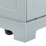 K&K Fluted Kitchen Island with Trash Can Storage Cabinet, Power Outlet, Internal Storage Rack, N707P221571G