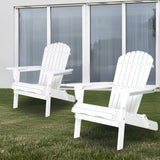 Wood Lounge Patio Chair for Garden Outdoor Wooden Folding Embossed Adirondack Chair Set of 2 Solid 07994033