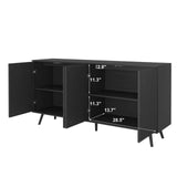Sideboard Buffet Cabinet with Storage, Long Sideboard Storage Cabinet with 4 Doors, Wood Credenza W409P327405
