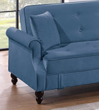 Contemporary Living Room Adjustable Blue Burnt-Out Fabric Couch Plush Storage Couch 1pc Futon B011P163902