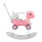 ZUN Rocking Horse Toddlers , Balance Bike Ride On Toys with Push Handle, Backrest and Balance Board 55262225