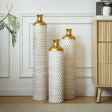 Floor metal vase modern style decoration droplet shaped white metal vase 3-piece set gorgeous W2796P290480