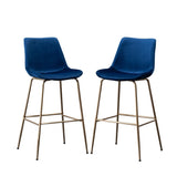 ZUN Aufurr Modern Velvet 26.50 Counter Height Stool, Set of 2, Blue T2574P164827