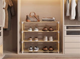 4-Tier Solid Pine Wood Shoe Rack Stackable Design 33LBS Per Shelf Ventilated Slatted Shelves 87836626