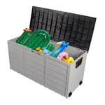 ZUN 75gal 260L Outdoor Garden Plastic Storage Deck Box Chest Tools Cushions Toys Lockable Seat 26633405