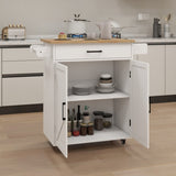 ZUN Kitchen island rolling trolley cart with Adjustable Shelves & towel rack & seasoning rack rubber 06552763