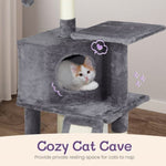 ZUN 47 inch Cat Tree Cat Tower for Indoor Cats, Cat House with Padded Platform Bed, Toy Ball, Large Cozy 28538709