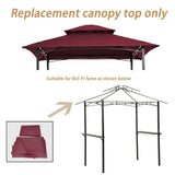 ZUN 8x5Ft Grill Gazebo Replacement Canopy,Double Tiered BBQ Tent Roof Top Cover,Burgundy [Sale to Temu 97205972