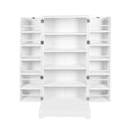 ZUN Kitchen Storage Cabinet with Adjustable Shelves, Racks and Doors, Freestanding Kitchen Hutch W331P205661