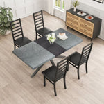 ZUN Metal Dining Chairs Set of 4, Steel Legs and PU Leather Seats, High Back Armless Dining Chairs, for W757P232711