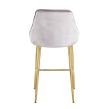 Marcel Contemporary/Glam Counter Stool in Gold Metal and Silver Velvet by LumiSource - Set of 2 B202P221783