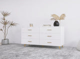 High Glossy Surface 6 Drawers Chest of Drawer with Golden Handle and Golden Steel Legs White Color W2139134915