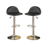 ZUN Black Faux Leather Stool Adjustable Height Chairs Set of 2 Chair Kitchen Island Stools Chrome Base B01149813