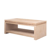 Modern Wood Coffee Table with Beaded Trim 47" Rectangular Coffee Table with Open Storage Shelf, W2729P298164