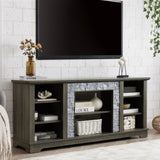 ZUN Mantel Stone TV Media Stand with with Faux Stacked Stone Surround, Modern Entertainment Console with W1758P187683