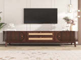 Rattan TV Stand for TVs up to 75'', Modern Farmhouse Media Console, Entertainment Center with Solid WF316663AAP
