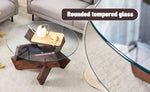 ZUN Round glass coffee table, 33.4" modern design unique coffee table. Tempered glass top with Walnut W1151P230572