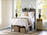 Queen Bed Frame with Charging Station and Storage Headboard, 18 Inch High Metal Platform Bed with PU W1820P532212